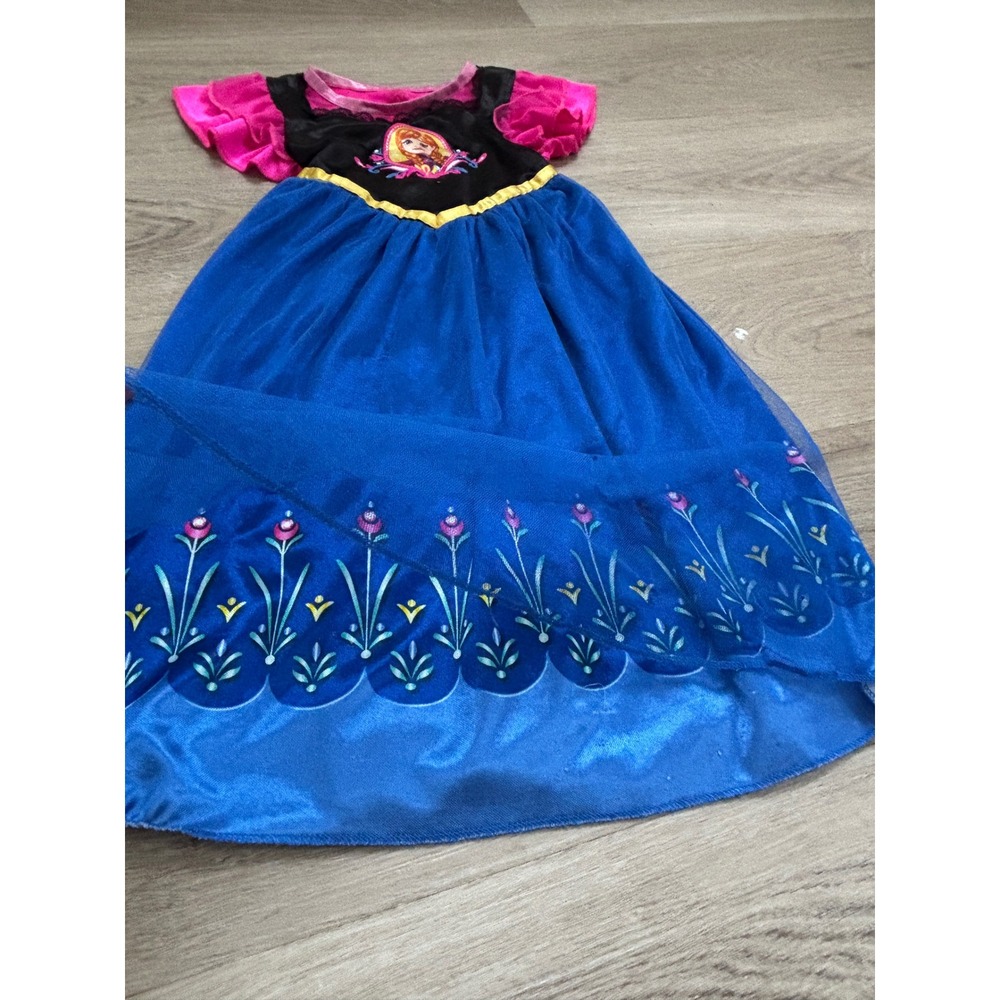 Disney Frozen Anna Costume Nightgown Blue Pink Black Girls Size 2T - Picture 3 of 6